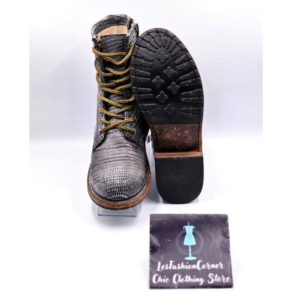 Freebird Women's Gray Textured Leather Manchester Lace-Up Combat Boots Sz 9 2871 - Picture 4 of 16